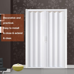 NeatiEase Accordion Door 60x80 72x80 Portable Interior PVC Folding Door, Bifold Closet Doors with Latch, Handle, Mounting Hardware