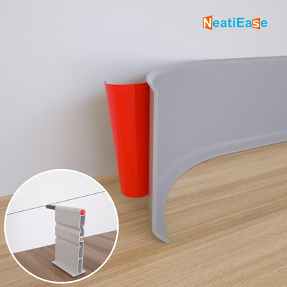 NeatiEase (Gray) Flexible Baseboard Molding Trim, Self-Adhesive Vinyl Wall Base Cove Base, Peel and Stick Rubber Wall Base Moulding Trim for Easy Installation