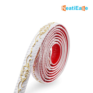 NeatiEase Flexible Molding Trim (White+Gold) Wall Trim Self Adhesive, Peel and Stick Mirror Frame Border, Waterproof Bathroom Decor, Home Decor