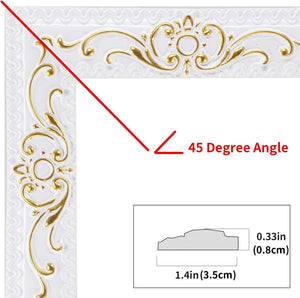 NeatiEase Flexible Molding Trim (White+Gold) Wall Trim Self Adhesive, Peel and Stick Mirror Frame Border, Waterproof Bathroom Decor, Home Decor