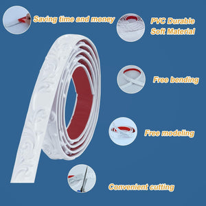 NeatiEase Flexible Molding Trim (White) Wall Trim Self Adhesive, Peel and Stick Mirror Frame Border, Waterproof Bathroom Decor, Home Decor