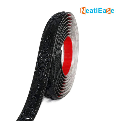 NeatiEase Flexible Molding Trim (Black+Silver) Wall Trim Self Adhesive, Peel and Stick Mirror Frame Border, Waterproof Bathroom Decor, Home Decor