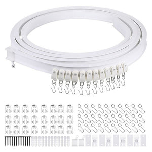 NeatiEase Flexible Bendable Ceiling Curtain Track with Hooks with Clips