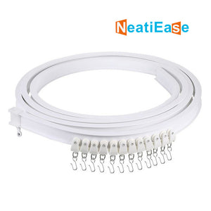 NeatiEase Flexible Bendable Ceiling Curtain Track with Hooks with Clips