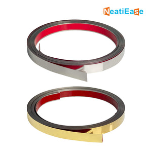 NeatiEase Mirror Frame Border, Peel and Stick Waterproof Metal Mirror Trim, Stainless Steel Molding Trim Kit for Bathroom Decor Wall Decor, Fireplace