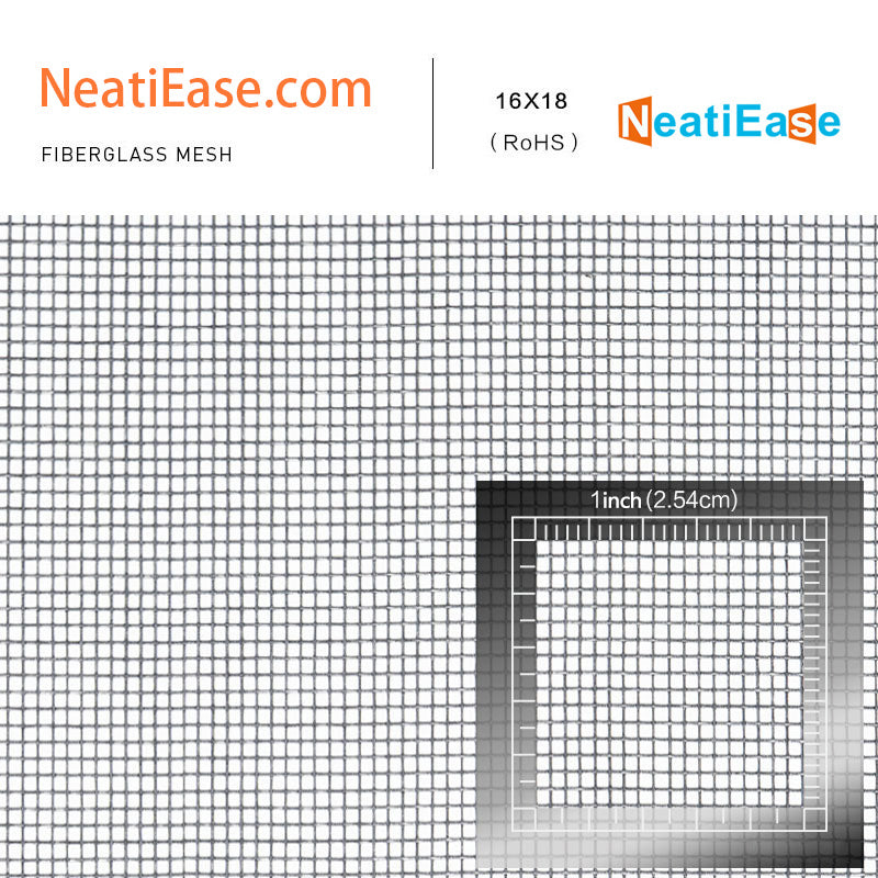 NeatiEase Adjustable Flexible Fiberglass Screen Mesh for Doors Windows Small Pack