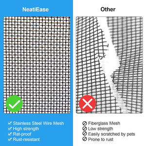 NeatiEase Upgraded (White) Shed Windows 2 Pack, Windows with Tempered Glass and Stainless Steel Screen for Shed, Chicken Coop, Playhouse, Household, Garage