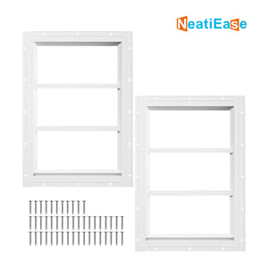NeatiEase 2 Pack (White) Shed Windows Transom Window Fixed Design with Tempered Glass for Playhouses, Sheds, Garage and Chicken Coops
