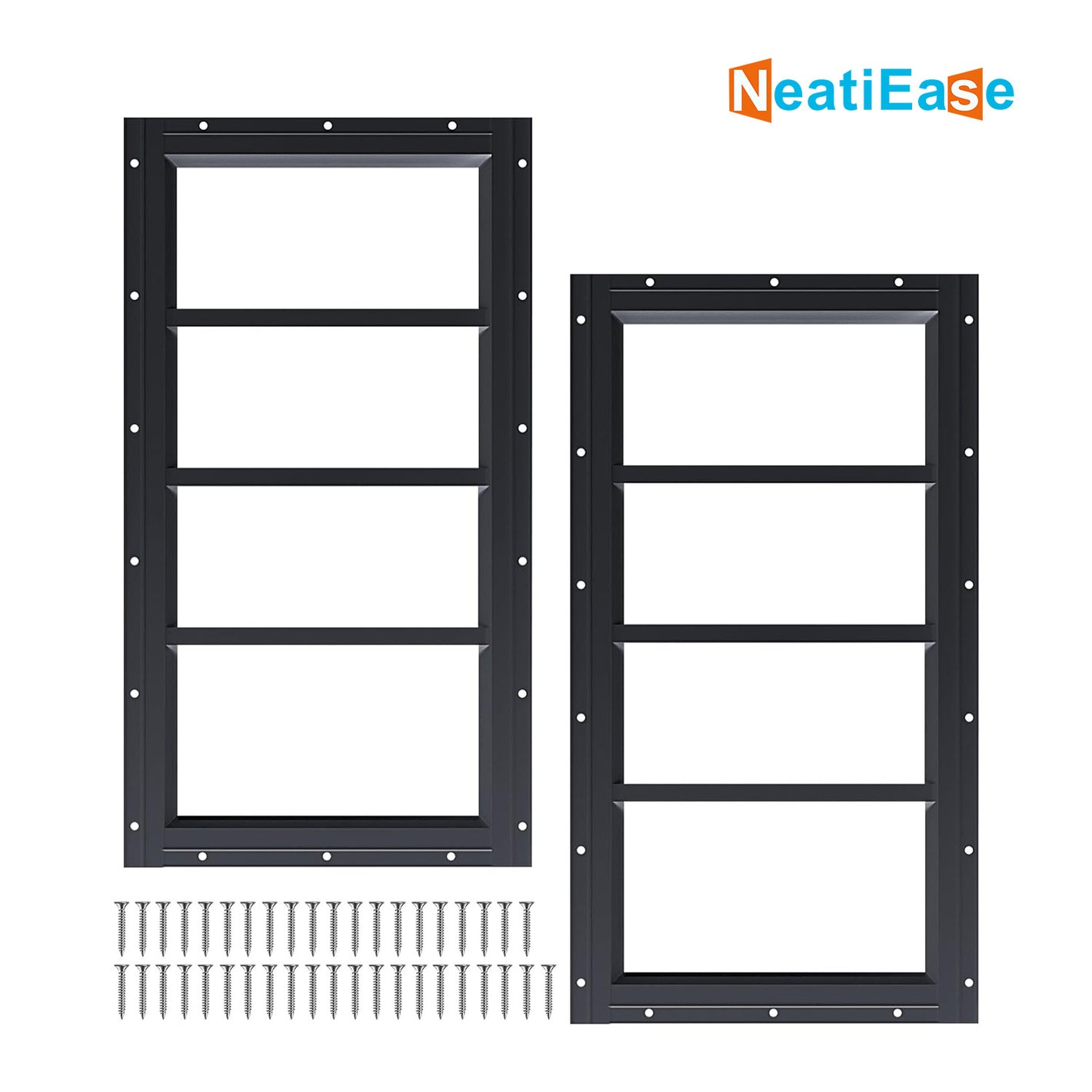 NeatiEase 2 Pack (Black) Shed Windows Transom Window Fixed Design with Tempered Glass for Playhouses, Sheds, Garage and Chicken Coops（副本）