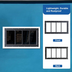 NeatiEase 2 Pack (Black) Shed Windows Transom Window Fixed Design with Tempered Glass for Playhouses, Sheds, Garage and Chicken Coops（副本）