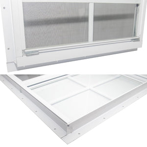 NeatiEase 2 Pack White Shed Windows Flush Mount Window with Tempered Glass and Fiberglass Screen for Shed, Chicken Coop, Playhouse, Household, Garage