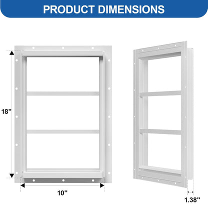 NeatiEase 2 Pack (White) Shed Windows Transom Window Fixed Design with Tempered Glass for Playhouses, Sheds, Garage and Chicken Coops