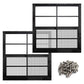 NeatiEase 2 Pack Black Shed Windows Flush Mount Window with Tempered Glass and Fiberglass Screen for Shed, Chicken Coop, Playhouse, Household, Garage