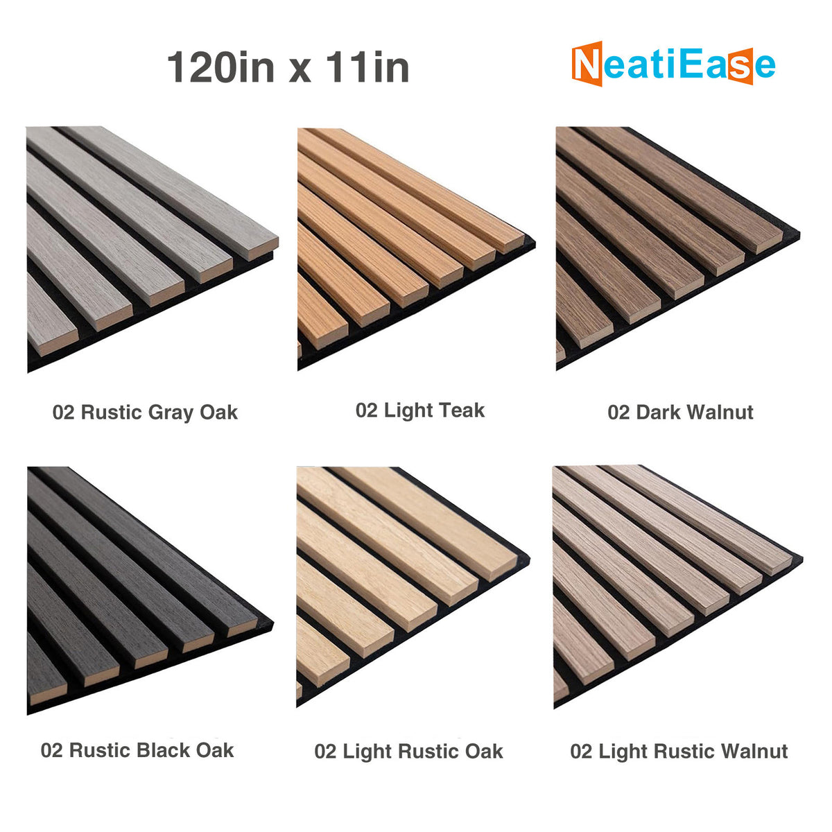 NeatiEase 4 PCS Wood Panels for Wall and Ceiling - 120 x 11 Inch Wood Slat Acoustic Panels - Modern Sound Absorbing Wall Panels for Interior Wall Decor for Home, Office, Studio
