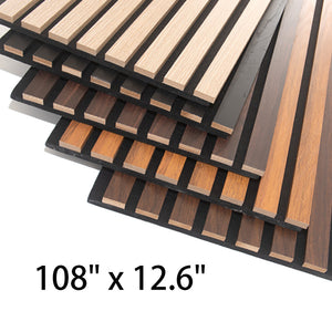 NeatiEase Wood Panels for Wall, 4-Piece 108" x 12.6" Soundproof Wood Slat Wall Panel for Interior Wall Decor Noise Cancelling, Wood Acoustic Wall Panels, Sound Absorbing Panel Multiple Colors