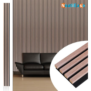 NeatiEase (Walnut) 3D Wood Wall Panel, 9 Feet Acoustic Slat Wall Panels for Interior Wall Decor and Noise Reduction, Decorative Slat Wall Paneling