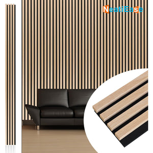 NeatiEase (Natural Oak) 3D Wood Wall Panel, 9 Feet Acoustic Slat Wall Panels for Interior Wall Decor and Noise Reduction, Decorative Slat Wall Paneling