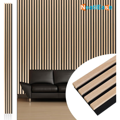 NeatiEase (Natural Oak) 3D Wood Wall Panel, 9 Feet Acoustic Slat Wall Panels for Interior Wall Decor and Noise Reduction, Decorative Slat Wall Paneling
