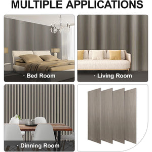 NeatiEase 4 PCS Acoustic Wood Slat Wall Panels - 48 x 22 Inch Fluted Sound Absorbing Panel for Wall and Ceiling - Wall Panels for Interior Wall Decor for Homes, Offices, Studios
