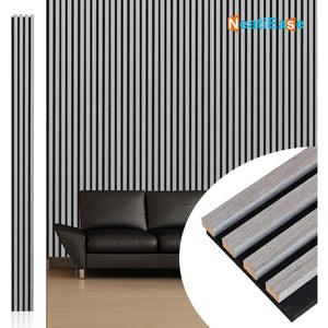 NeatiEase (Gray) 3D Wood Wall Panel, 9 Feet Acoustic Slat Wall Panels for Interior Wall Decor and Noise Reduction, Decorative Slat Wall Paneling