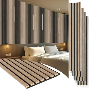NeatiEase 4 PCS Wood Panels for Wall and Ceiling - 120 x 11 Inch Wood Slat Acoustic Panels - Modern Sound Absorbing Wall Panels for Interior Wall Decor for Home, Office, Studio（副本）