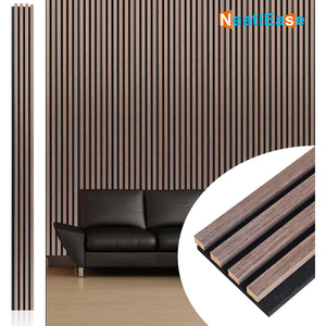 NeatiEase (Smoked Oak) 3D Wood Wall Panel, 9 Feet Acoustic Slat Wall Panels for Interior Wall Decor and Noise Reduction, Decorative Slat Wall Paneling