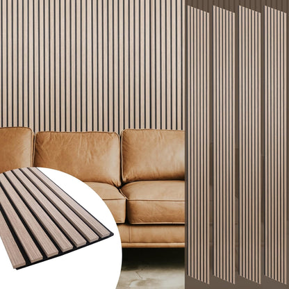 NeatiEase 4 PCS Wood Panels for Wall and Ceiling - 108 x 11 Inch Wood Slat Acoustic Panels - Modern Sound Absorbing Wall Panels for Interior Wall Decor for Home, Office, Studio